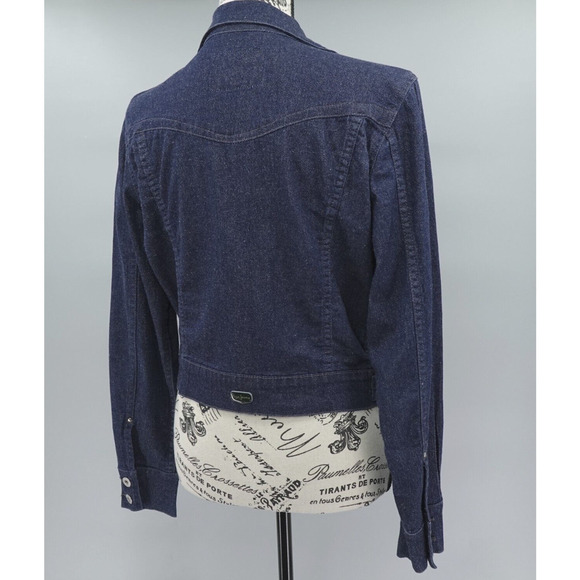 Y2K Pepe Jeans London Cropped Jacket Womens Medium Blue Metallic Thread Sparkle - Picture 6 of 14